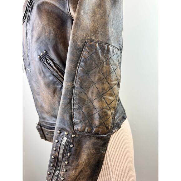 DOUBLE RL Ralph Lauren RRL Thunderbird Studded Motorcycle Brown Leather Jacket 3 - Picture 10 of 13